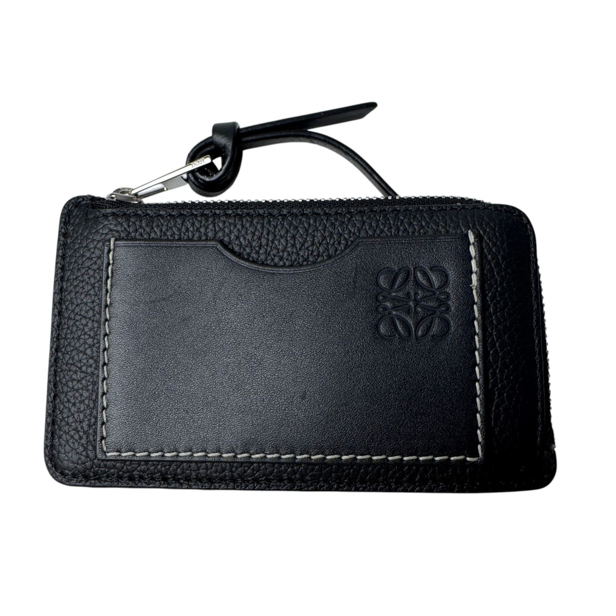 Loewe Anagram L-shaped Zipper Coin Purse Card Case Black