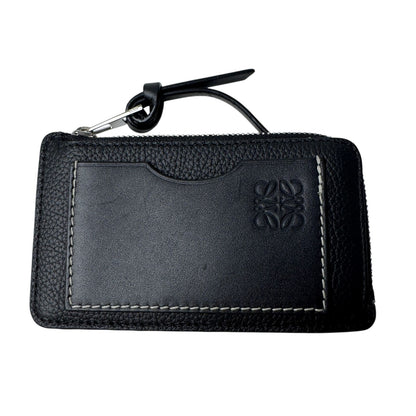 Loewe Anagram L-shaped Zipper Coin Purse Card Case Black