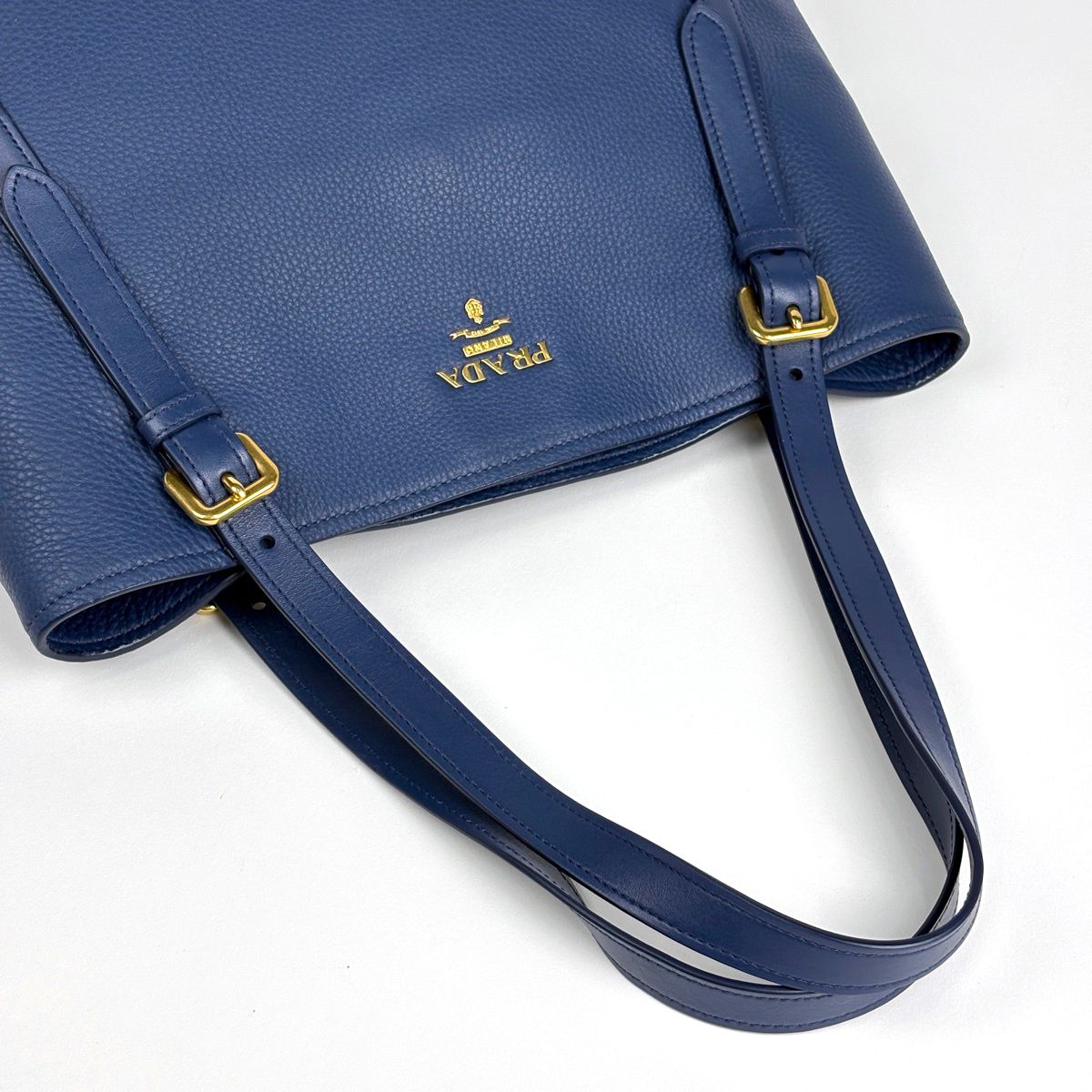 Prada Tote Bag Leather Blue — view 5