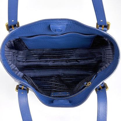 Prada Tote Bag Leather Blue — view 6