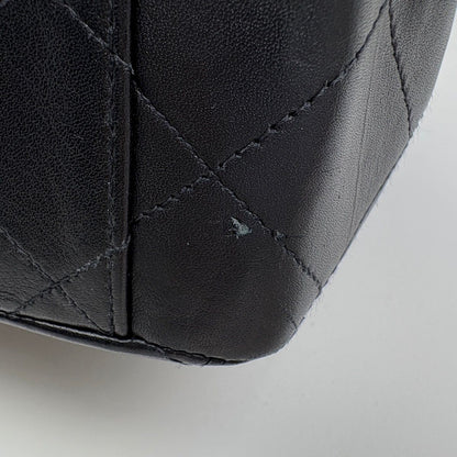 Chanel Big Quilted Shoulder Bag CC Logo Single Flap Chain Leather Black — view 4