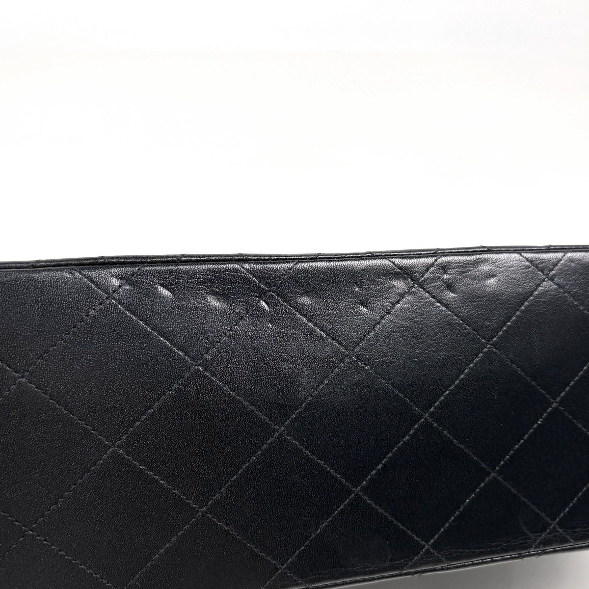 Chanel Big Quilted Shoulder Bag CC Logo Single Flap Chain Leather Black — view 3