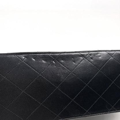 Chanel Big Quilted Shoulder Bag CC Logo Single Flap Chain Leather Black — view 3