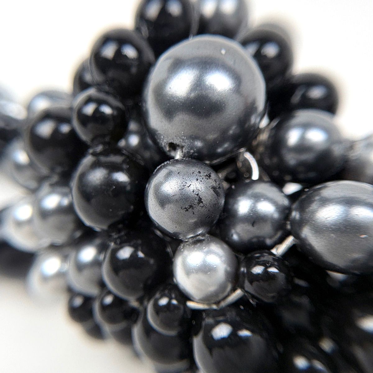 Chanel Necklace CC Logo Faux Pearl Metal Black Silver — view 4