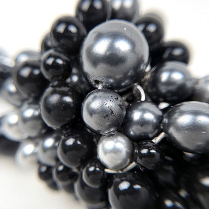 Chanel Necklace CC Logo Faux Pearl Metal Black Silver — view 4