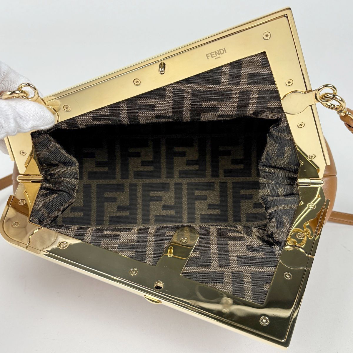 Fendi Shoulder Bag First Small 2-Way Leather Brown — view 7