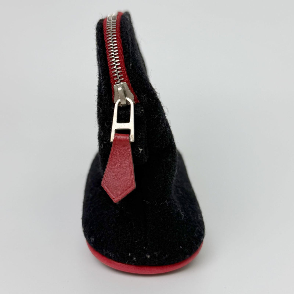 Hermes Bolide Pouch Mini Wool Black Red Silver Vintage — view 4