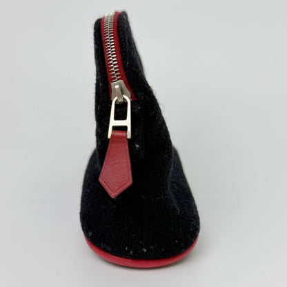 Hermes Bolide Pouch Mini Wool Black Red Silver Vintage — view 4