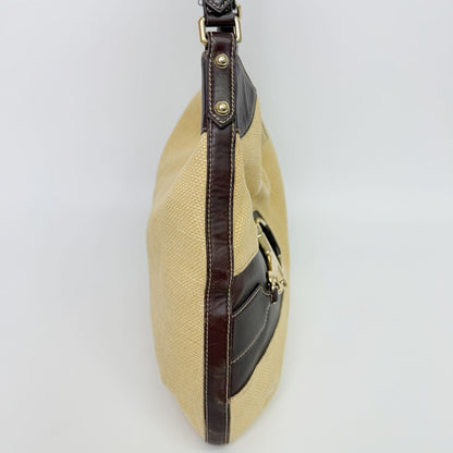 Gucci Horsebit Canvas Hobo Shoulder Bag Beige Brown Gold Vintage — view 5
