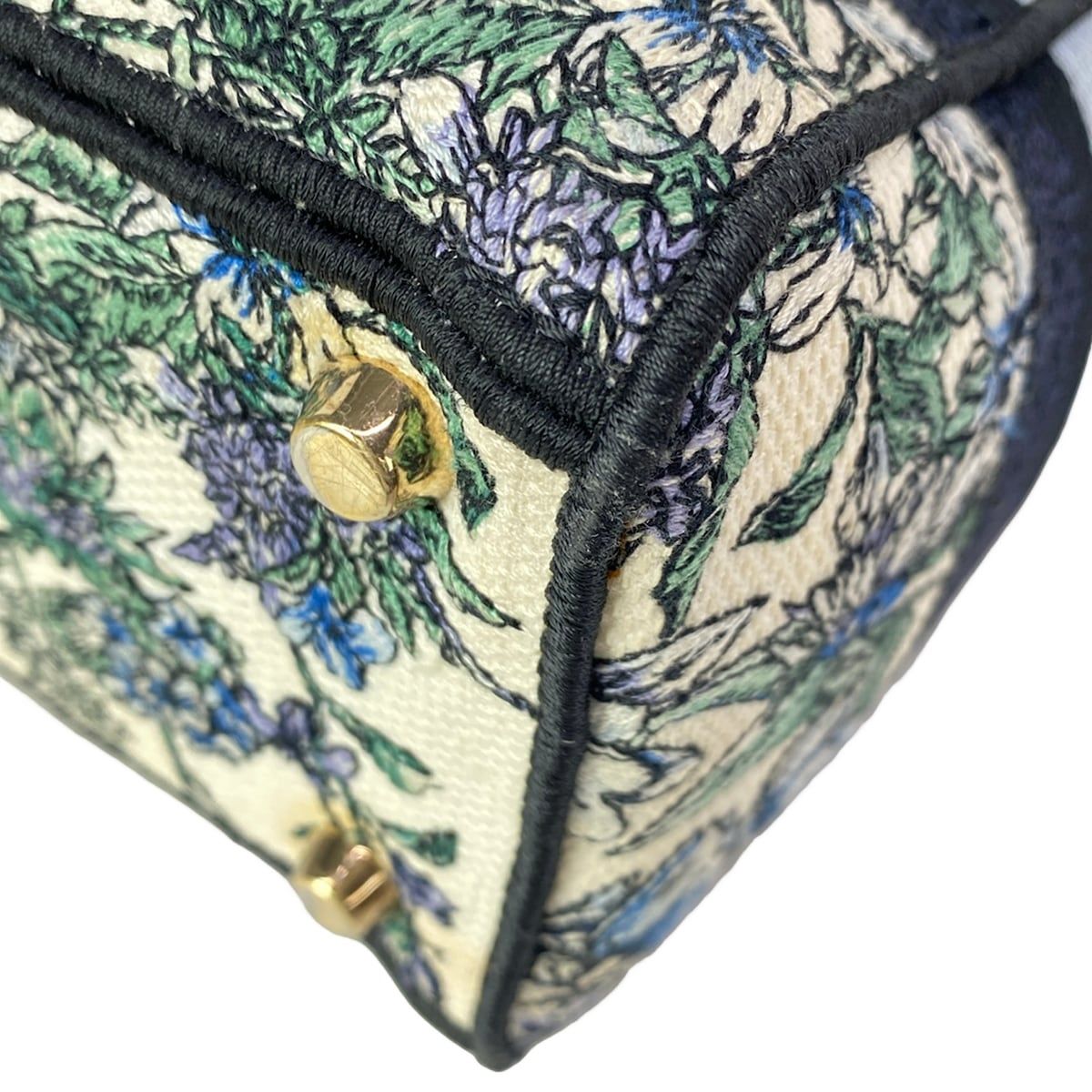 Dior Handbag Lady Delight Medium Bag Ivory Blue Multi Floral Pattern — view 7