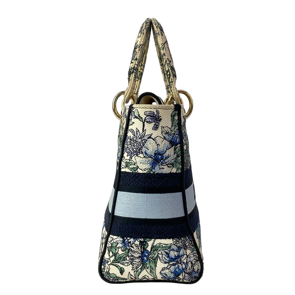 Dior Handbag Lady Delight Medium Bag Ivory Blue Multi Floral Pattern — view 2