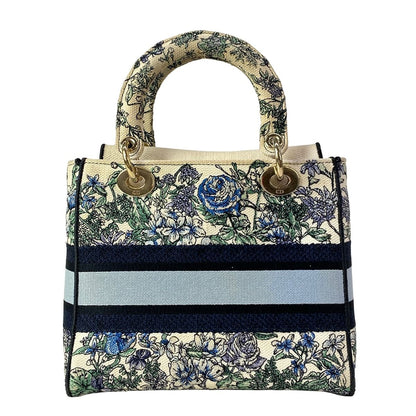 Dior Handbag Lady Delight Medium Bag Ivory Blue Multi Floral Pattern — view 3