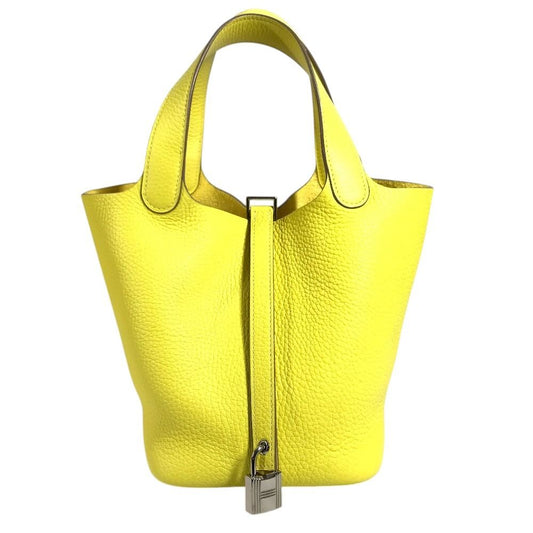 Hermes Handbag Picotin Lock PM 18 PM Taurillon Clemence Slime Yellow