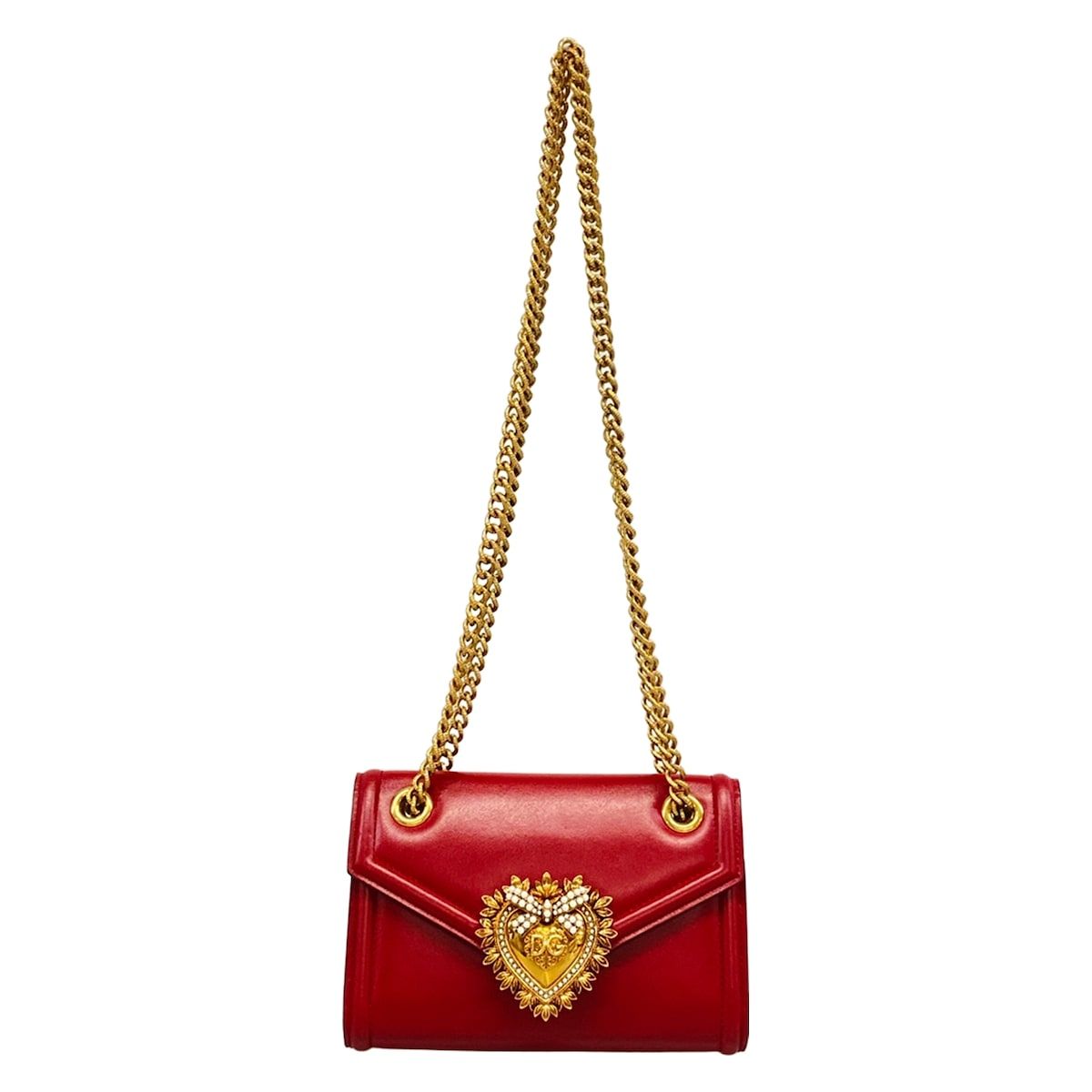 Dolce & Gabbana Shoulder Bag Devotion Red Chain Leather