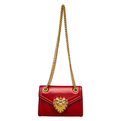 Dolce & Gabbana Shoulder Bag Devotion Red Chain Leather