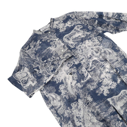 Dior Long Sleeve Shirt Iviera Toile de Jouy Collarless Top 38 — view 3
