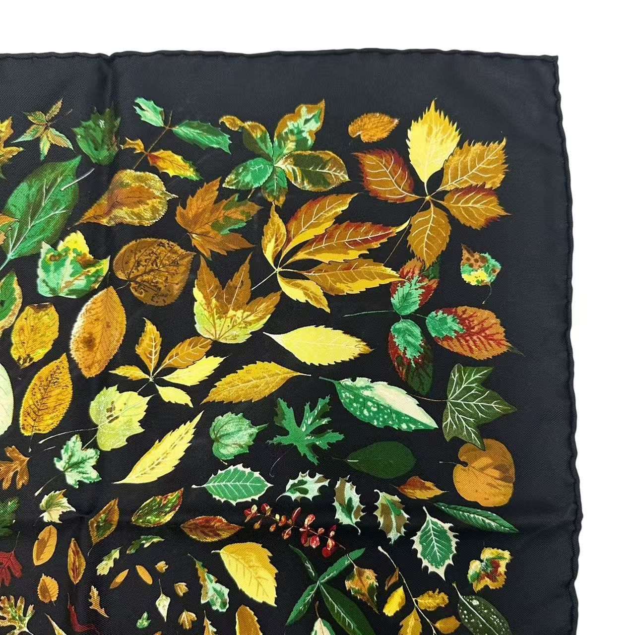 Hermes Scarf Silk Carre 45 Tourbillon Fallen Leaves Swirl Black — view 3
