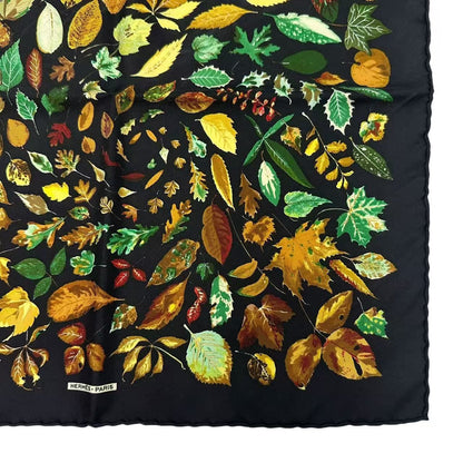 Hermes Scarf Silk Carre 45 Tourbillon Fallen Leaves Swirl Black — view 5