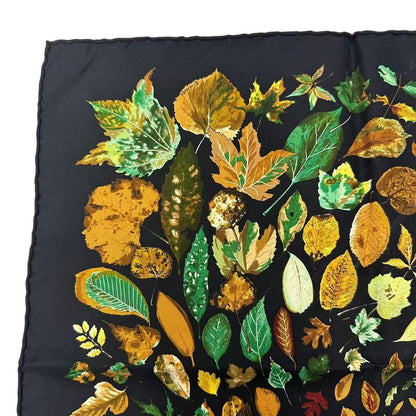 Hermes Scarf Silk Carre 45 Tourbillon Fallen Leaves Swirl Black — view 2