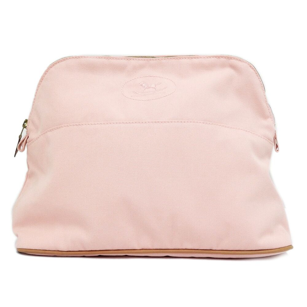 Hermes Bolide Pouch GM Pink Gold Cotton Canvas 100%