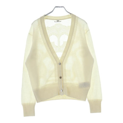 Hermes Cardigan Lenseigne du Sellier Motif Knit V-Neck Cashmere Blanc Naturel