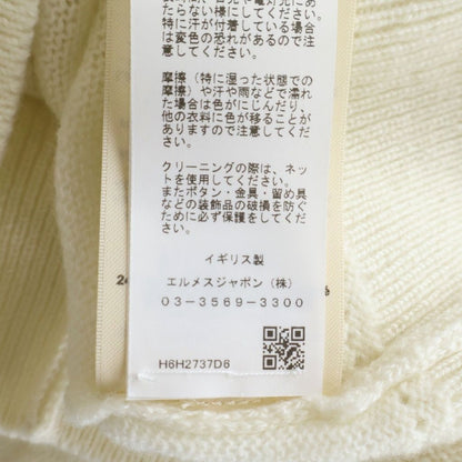 Hermes Cardigan Lenseigne du Sellier Motif Knit V-Neck Cashmere Blanc Naturel — view 8