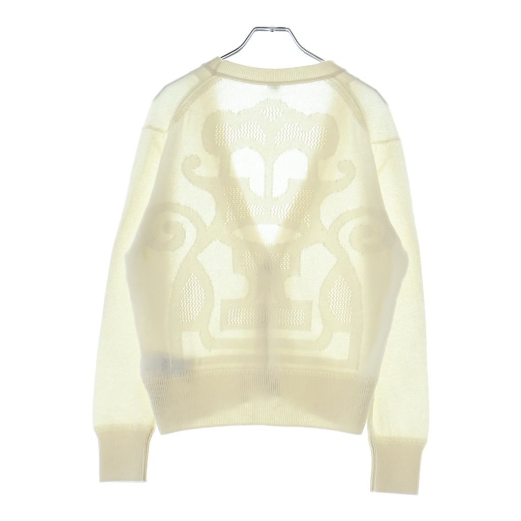 Hermes Cardigan Lenseigne du Sellier Motif Knit V-Neck Cashmere Blanc Naturel — view 2