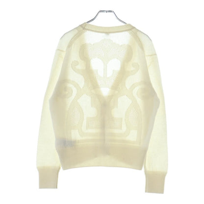 Hermes Cardigan Lenseigne du Sellier Motif Knit V-Neck Cashmere Blanc Naturel — view 2