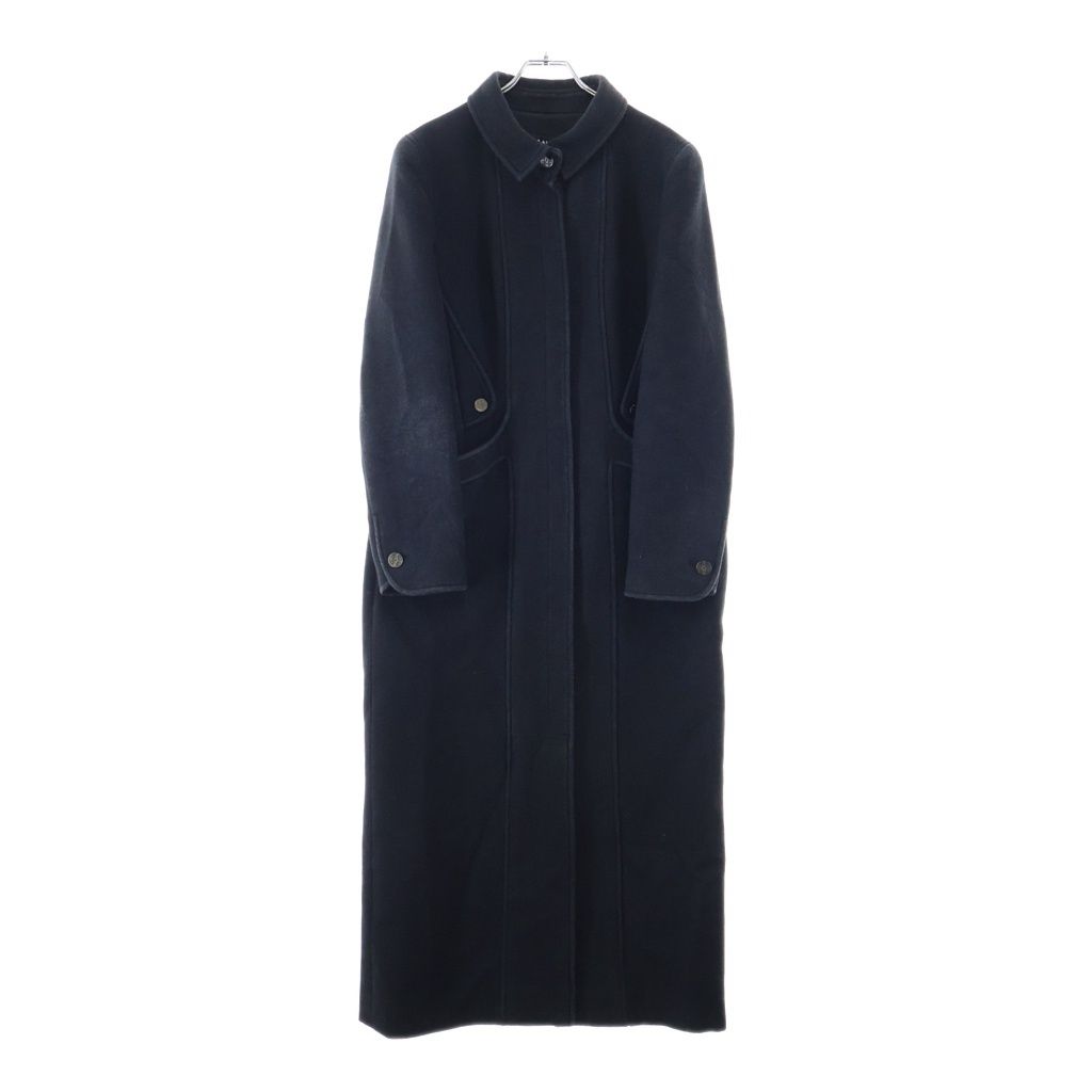 Chanel Wool&cashmere Long Coat CC Logo Button Wool Cashmere Black