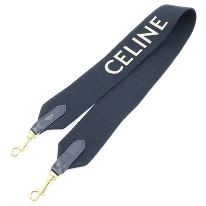 Celine Logo Shoulder Strap Canvas Leather Black