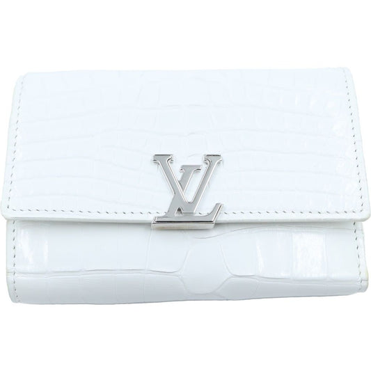 Louis Vuitton Portefeuille Capucines Compact Wallet Trifold White Croco Leather