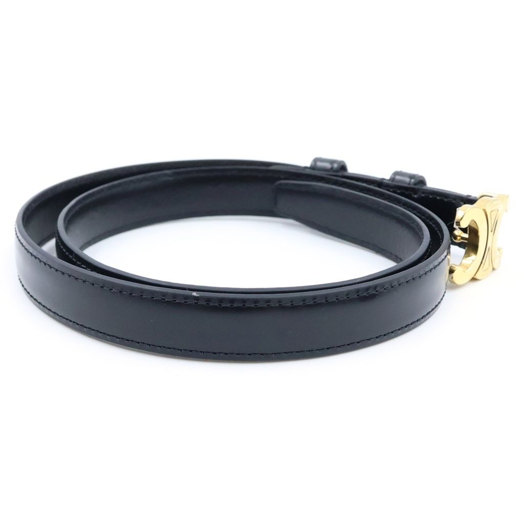 Celine Triomphe Calfskin Gold Belt 70 Black — view 3