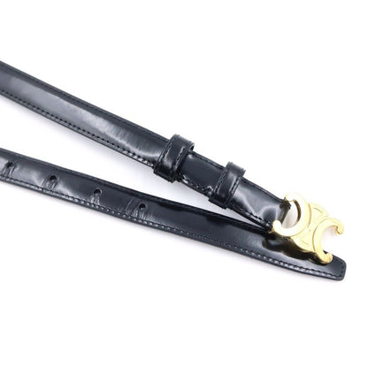 Celine Triomphe Calfskin Gold Belt 70 Black — view 5