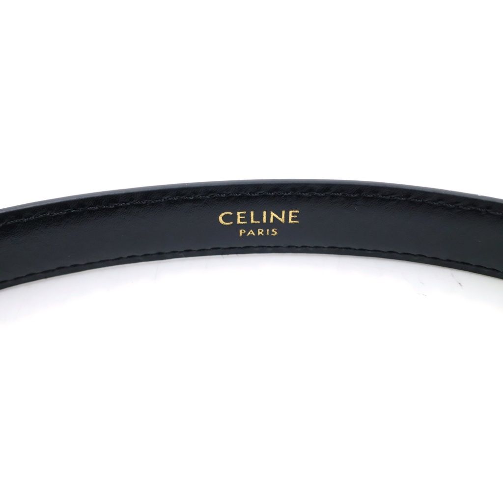 Celine Triomphe Calfskin Gold Belt 70 Black — view 4