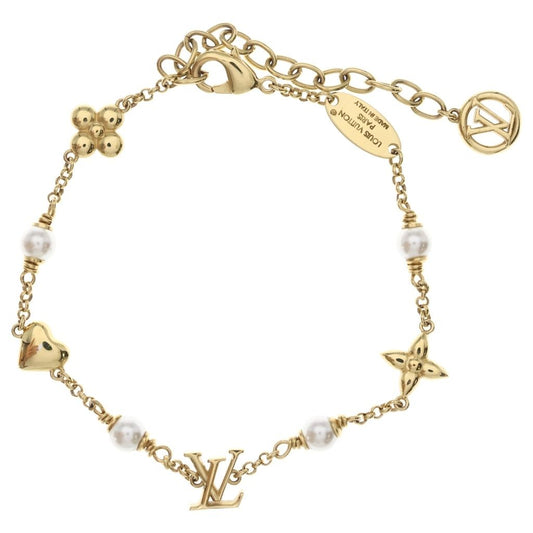 Louis Vuitton LV Heart Motif Pearl Bracelet Gold