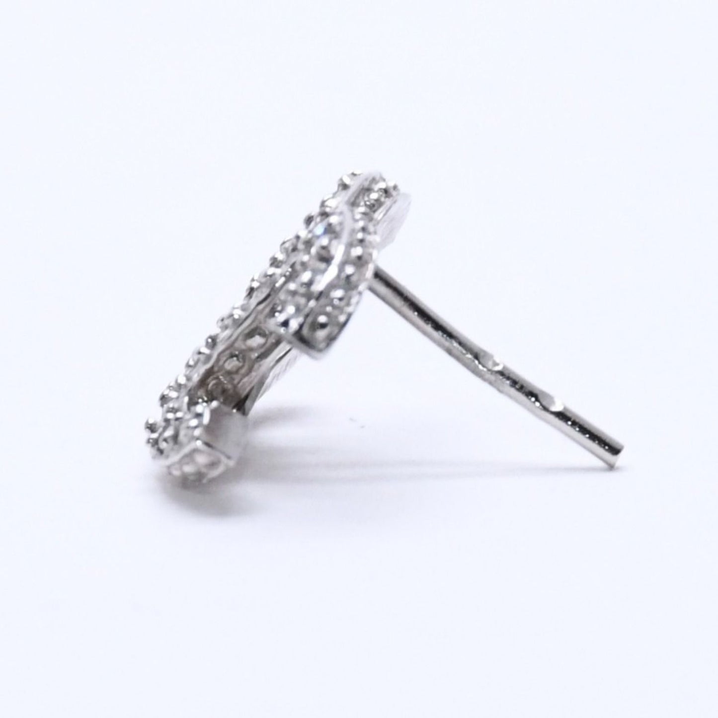 Chanel CC Logo Earrings 15 Rhinestone Metal Silver Clear — view 4
