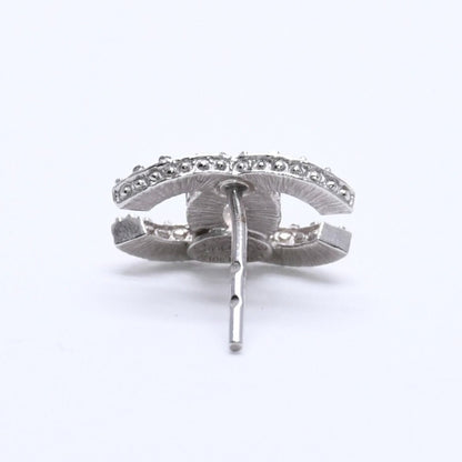 Chanel CC Logo Earrings 15 Rhinestone Metal Silver Clear — view 5