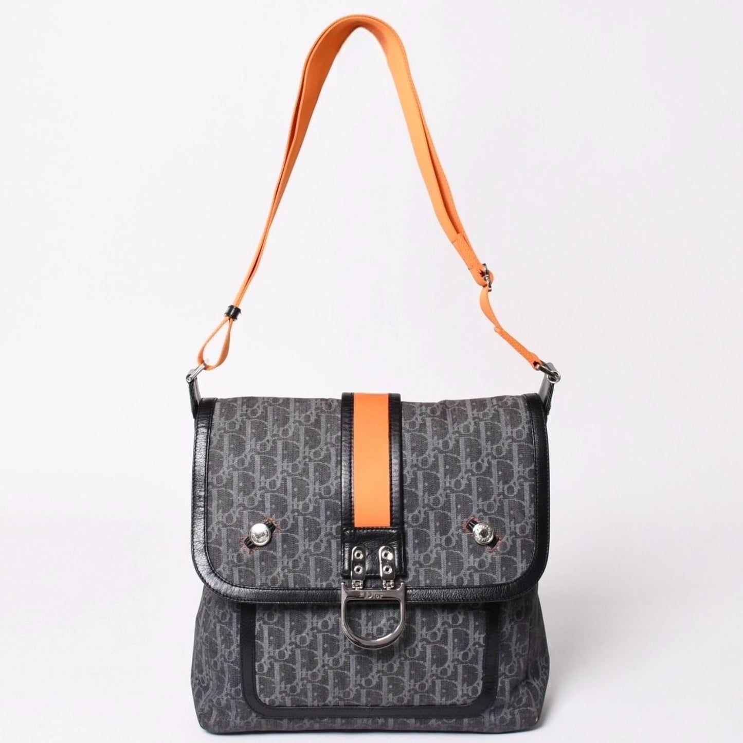 Dior Flight Line Trotter Messenger Bag Galliano Era Orange Navy Silver
