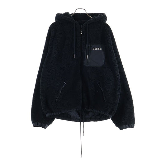 Celine Hooded Fleece Zip Up Jacket Black