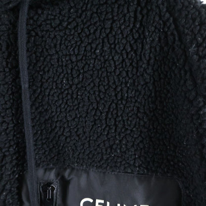 Celine Hooded Fleece Zip Up Jacket Black — view 5
