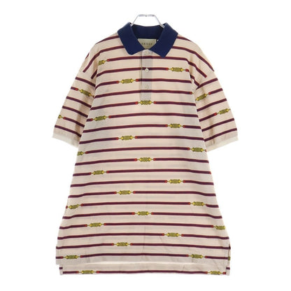 Gucci Polo Shirt Border Short Sleeve Beige