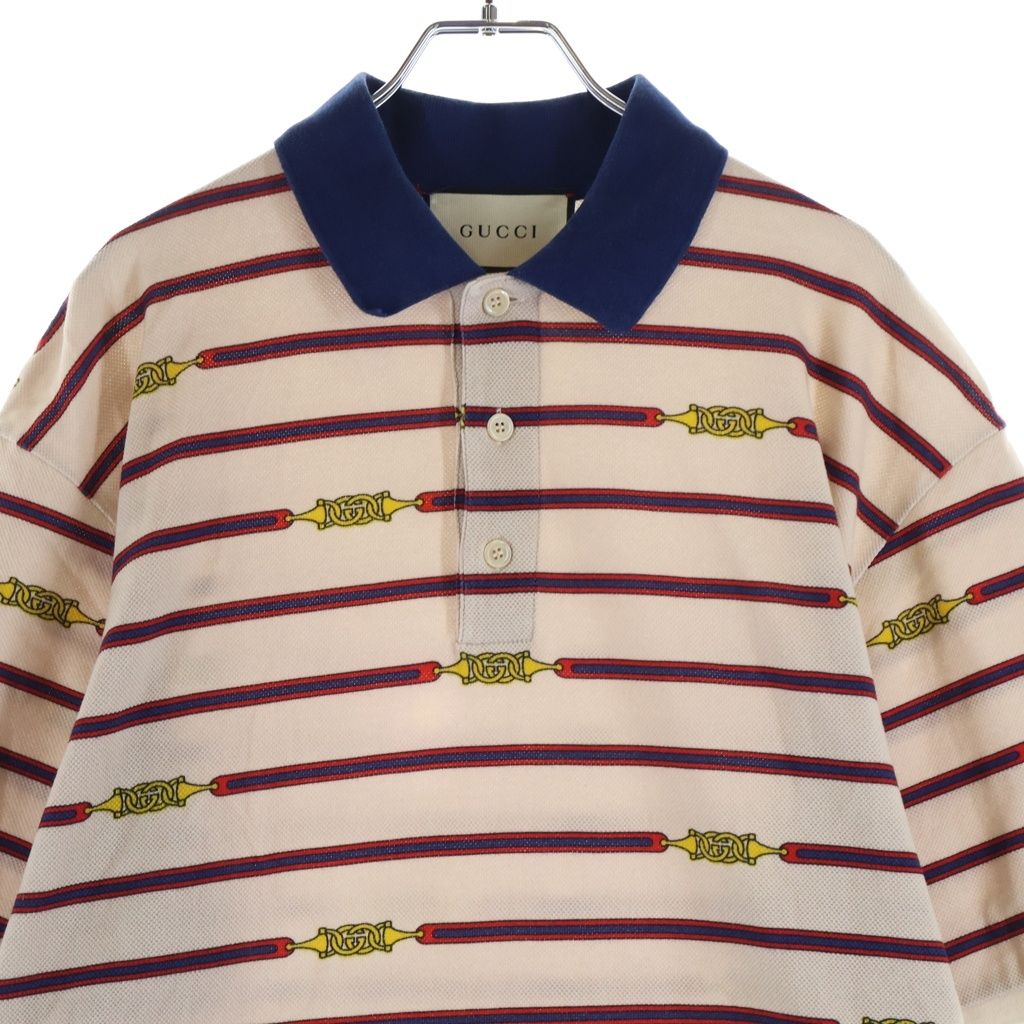 Gucci Polo Shirt Border Short Sleeve Beige — view 3