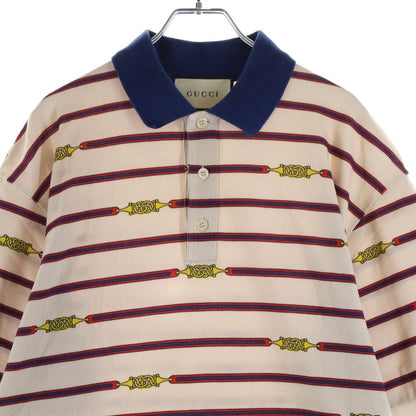 Gucci Polo Shirt Border Short Sleeve Beige — view 3