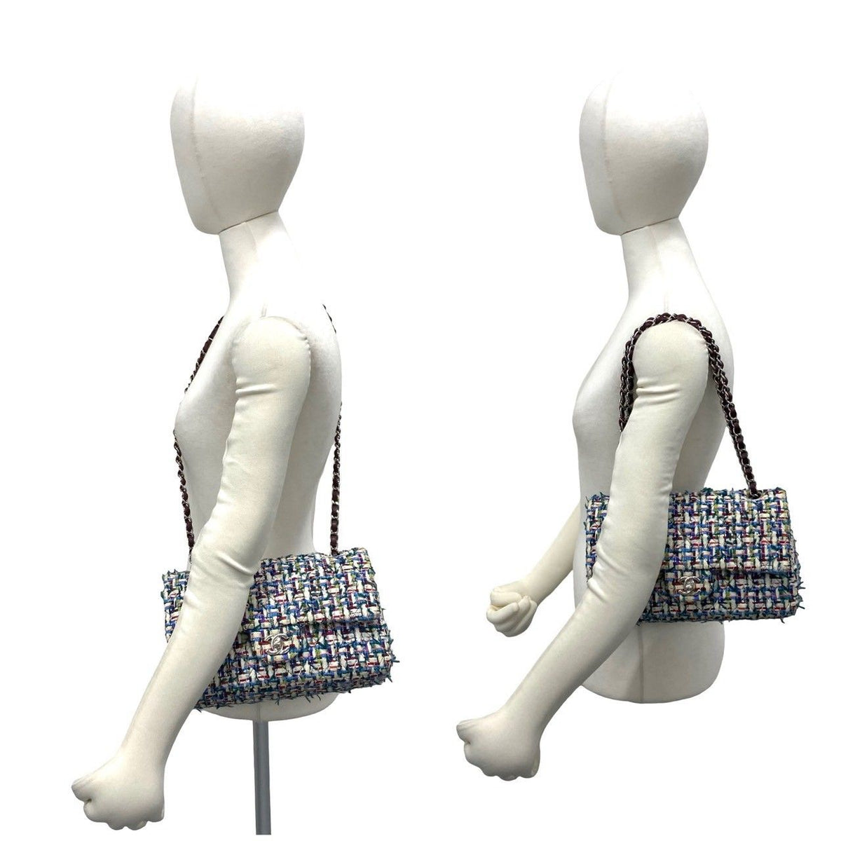 Chanel Double Flap CC Logo Tweed Chain Shoulder Bag Multicolor — view 2