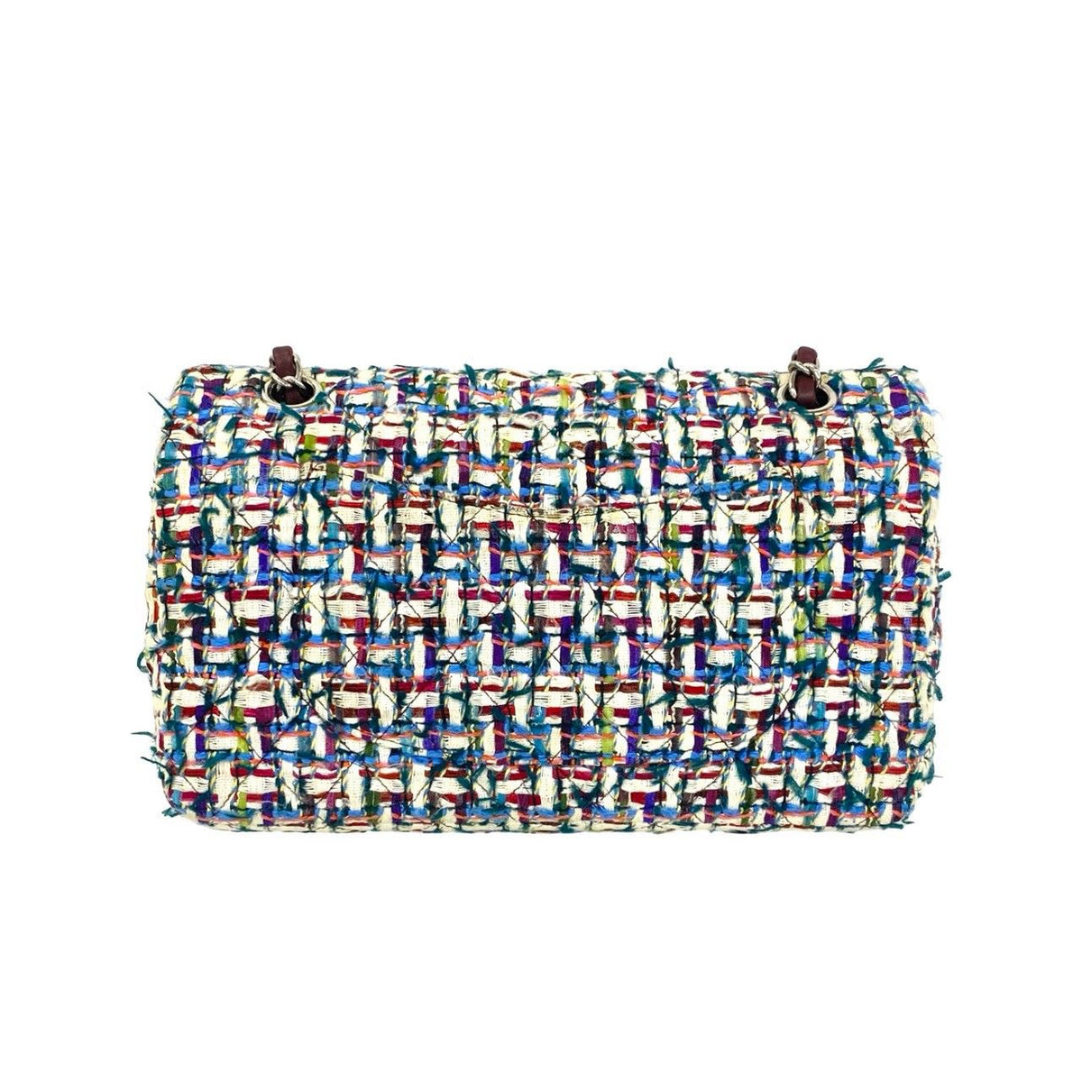 Chanel Double Flap CC Logo Tweed Chain Shoulder Bag Multicolor — view 3