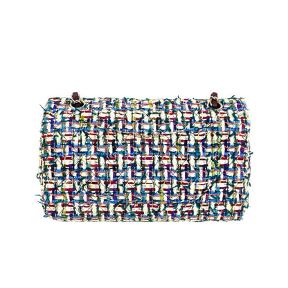 Chanel Double Flap CC Logo Tweed Chain Shoulder Bag Multicolor — view 3