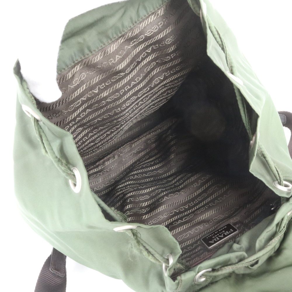 Prada Tessuto Nylon Triangle Logo Leather Backpack — view 6