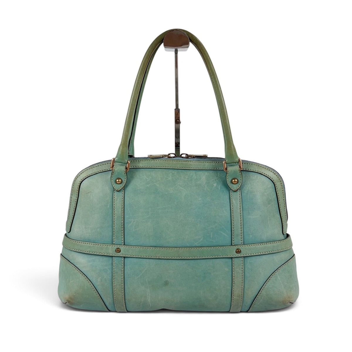 Gucci Interlocking G Leather Hand Bag G Handbag Turquoise Blue — view 2