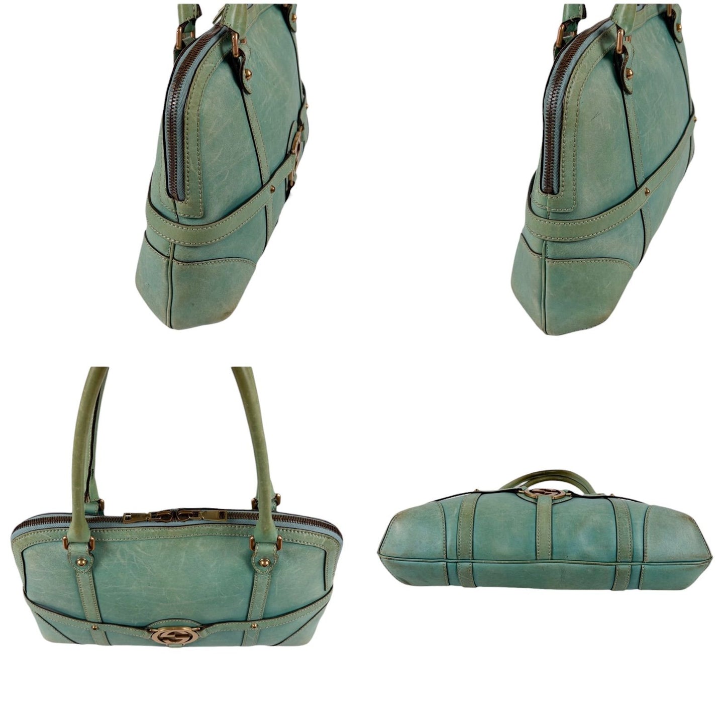 Gucci Interlocking G Leather Hand Bag G Handbag Turquoise Blue — view 5