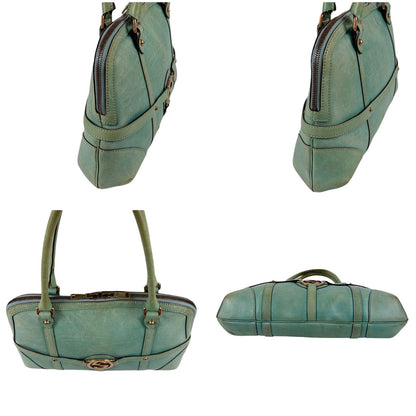 Gucci Interlocking G Leather Hand Bag G Handbag Turquoise Blue — view 5